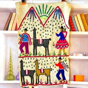 Embroidered Folk Art Wall Tapestry